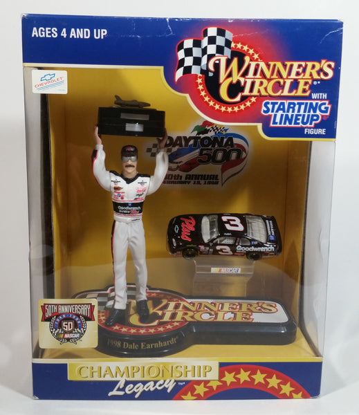 1998 NASCAR Winner's Circle 1998 Champion Dale Earnhardt 6 1/2" Figure with 1/64 Scale Chevrolet Monte Carlo #3 Goodwrench Die Cast Toy Car Vehicle In Original Packaging