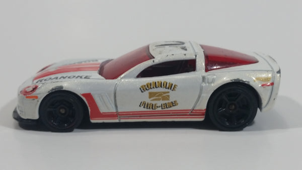 Hot Wheels 2012 '11 Corvette Grand Sport Main Street 1:64 Scale Die-Cast Car - White With Red Stripes & Fire Decals