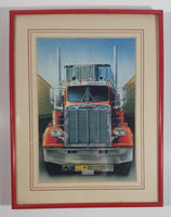 1979 Peterbilt Semi Truck with Thermoking Refrigerator Trailer 7 1/2" x 9 3/4" Print in Red Frame
