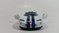 2010 Kinsmart Dodge Viper GTS R White with Blue Stripes Motorized Friction Pullback Die Cast Toy Luxury Sports Car Vehicle with Opening Doors KT 5039 1/36 Scale