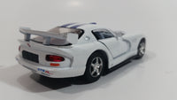 2010 Kinsmart Dodge Viper GTS R White with Blue Stripes Motorized Friction Pullback Die Cast Toy Luxury Sports Car Vehicle with Opening Doors KT 5039 1/36 Scale