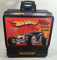 2010 Hot Wheels 100 Car Carry Case 1/64 Scale Black Die Cast Toy Car Vehicles Collectible with Wheels and Extending Pull Handle