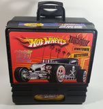 2010 Hot Wheels 100 Car Carry Case 1/64 Scale Black Die Cast Toy Car Vehicles Collectible with Wheels and Extending Pull Handle