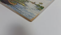 Rare 1960s Delft Polychrome Holland Handpainted Colored Windmill, Cottage, and Shoreline Ceramic Tile
