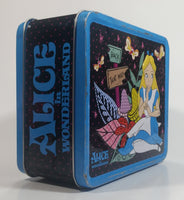 Disney Alice In Wonderland "Back" "That Way" Blue and Black Tin Metal Lunch Box