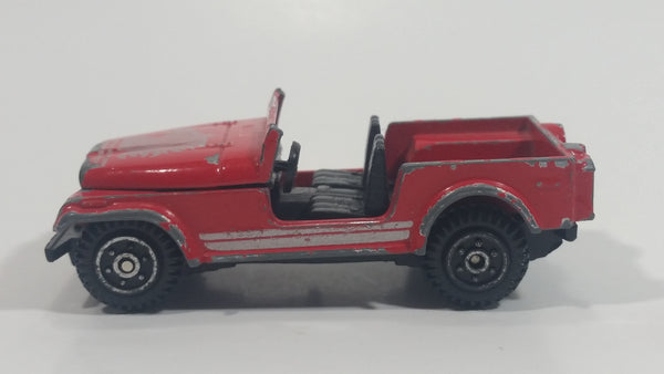 Vintage 1980s Yatming Jeep CJ7 Sky Red No. 1608 Die Cast Toy Car Vehicle (Missing Windshield)