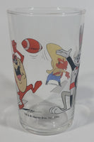 1990 Warner Bros. Looney Tunes Yosemite Sam Taz Tasmanian Devil Bugs Bunny Football Themed Cartoon Character 4" Tall Glass Cup TV Show Collectible