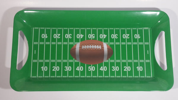 Gridiron Nation Green Football Field Themed Melamine Plastic Appetizer Serving Tray with Handles