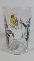 1990 Warner Bros. Looney Tunes Tweety Bird Sylvester The Cat Bugs Bunny Skiing Themed Cartoon Character 4" Tall Glass Cup TV Show Collectible