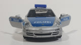 Welly Porsche 911 (997) Carrera S Police Cop Polizei 1/36 Scale Silver Grey Die Cast Motorized Friction Pullback Toy Car Vehicle with Opening Doors