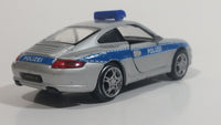 Welly Porsche 911 (997) Carrera S Police Cop Polizei 1/36 Scale Silver Grey Die Cast Motorized Friction Pullback Toy Car Vehicle with Opening Doors