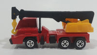 Unknown Brand Picker Crane Semi Truck Red and Yellow Plastic and Metal Die Cast Toy Car Construction Equipment Machinery Vehicle