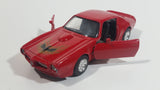 1999 New Ray 1973 Pontiac Fire Bird Red Pullback Motorized Friction Die Cast Toy Car Vehicle with Opening Doors