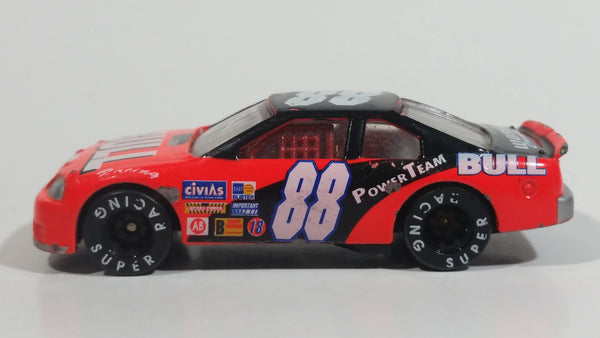 Unknown Brand #88 NASCAR "Super Racing" "BULL" "Power Team" Neon Orange and Black Die Cast Toy Race Car Vehicle
