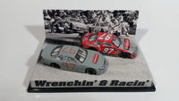 2002 Hot Wheels Wrenchin' & Racin' NASCAR #97 Kurt Busch Red and Primer Two Die Cast Toy Car Pack on Display - No Box - Only 10,000 Made