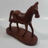 Hand Carved Wood 7" Tall Wooden Horse Carving Statue On a Base