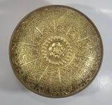 Vintage Guildcraft New York Embossed Brass Metal Tin Round Circular Container