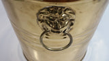 Vintage Hammered Brass Lion Head Handles Trash Waste Can Bucket Pail Made in England 8 1/2" Tall