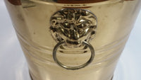 Vintage Hammered Brass Lion Head Handles Trash Waste Can Bucket Pail Made in England 8 1/2" Tall