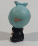 Vintage 1979 Sekiguchi Monchichi Girl Sitting with Blue Bonnet Head Scarf 2" Tall PVC Toy Figure
