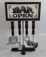 Vintage Bar Open Mirror Nostalgia Bar Tools Drink Mixing 13 3/4" Tall 5 Piece Set Man Cave Collectible