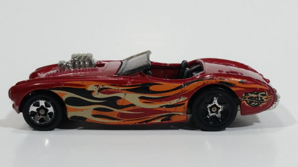 2004 Hot Wheels Camoflamage Austin Healey Red Convertible Die Cast Toy Car Vehicle