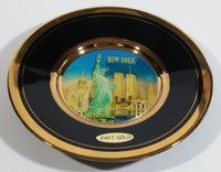 Beautiful Art of Chokin New York City, NY Statue of Liberty 24KT Gold Black Decorative Plate Tourism Collectible 6" Diameter
