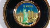 Beautiful Art of Chokin New York City, NY Statue of Liberty 24KT Gold Black Decorative Plate Tourism Collectible 6" Diameter