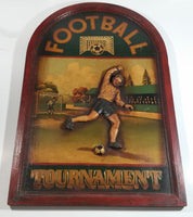 Soccer Football Tournament 3D Wood Folk Art Carving Pub Games Room Hanging Sports Collectible