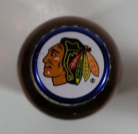 Labatt Blue Pilsner NHL Ice Hockey Stanley Cup Champions Chicago Blackhawks 8 3/4" Tall Amber Glass Beer Bottle with Cap