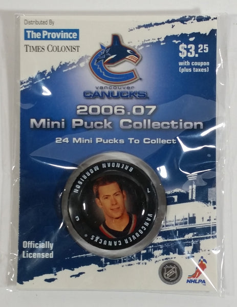 2006 - 07 The Province Time Colonist NHL Ice Hockey Mini Puck Collection Vancouver Canucks Brendan Morrison New sealed in Package