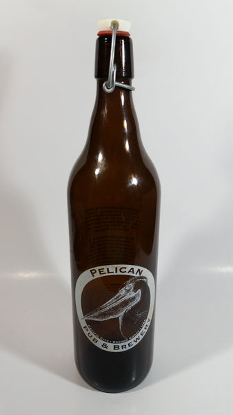 Pelican Pub & Brewery Pacific City Oregon Coast USA 13" Tall 1 Litre Amber Glass Beer Bottle