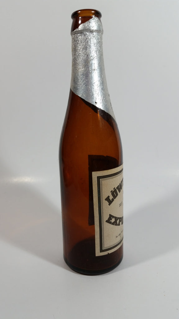 Vintage Lowenbrau Export Bier Beer 9" Tall Amber Glass Beer Bottle Mun