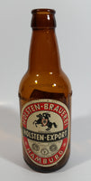 Vintage Holsten Export Bier Beer 7 3/8" Tall Amber Glass Beer Bottle with Embossed Lettering Hamburg Germany