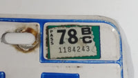 1978 Beautiful British Columbia White with Blue Letters Vehicle License Plate WLE 711