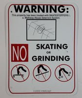 Intellicept Skatestoppers Deterrent No Grinding No Skating No Skateboarding 10" x 13" Metal Warning Notice Sign