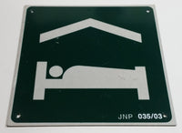 Authentic Highway Roadway Lodging Accommodation Green and White Sign 7 3/4" x 7 3/4" Enameled Metal Road Sign