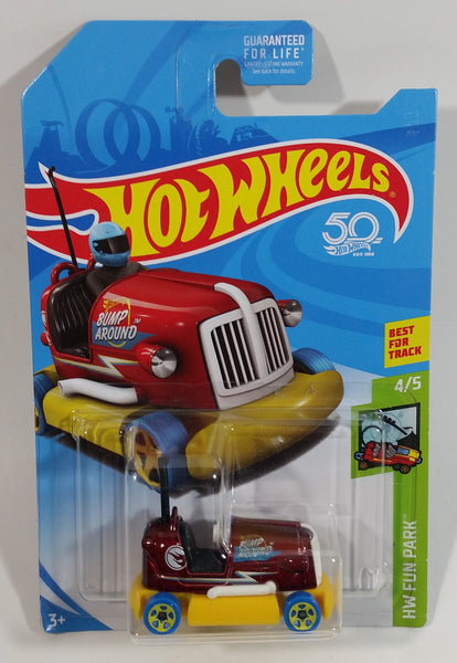 2018 Hot Wheels HW Fun Park Bump Around Bumper Car Metalflake Maroon Ride Die Cast Toy Vehicle - New in Package Sealed