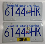 2004 Beautiful British Columbia White with Blue Letters Vehicle License Plate Set of 2 6144 HK