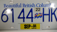 2004 Beautiful British Columbia White with Blue Letters Vehicle License Plate Set of 2 6144 HK