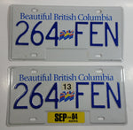 2004 Beautiful British Columbia White with Blue Letters Vehicle License Plate Set of 2 264 FEN