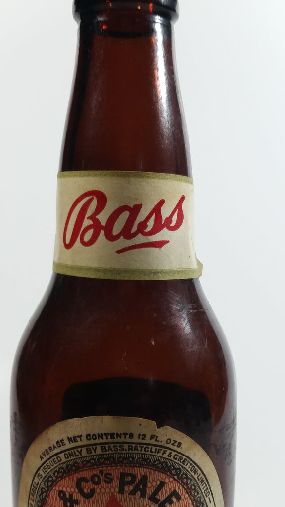 Vintage Bass And Co Pale Ale Beer Brown Amber Glass Bottle With Paper La Treasure Valley