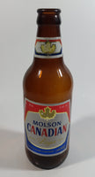 Vintage Molson Canadian Lager Beer 7 3/4" Tall Brown Amber Stubby Glass Bottle with Paper Labels