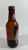 Vintage Molson Canadian Lager Beer 7 3/4" Tall Brown Amber Stubby Glass Bottle with Paper Labels