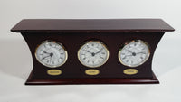 Morris National Vancouver Calgary Toronto Triple Three Wood Cased Quartz Clock