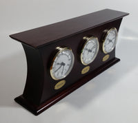 Morris National Vancouver Calgary Toronto Triple Three Wood Cased Quartz Clock