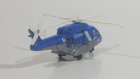 2015 Matchbox Jurassic World Sky Busters Mission Force Mission Chopper Helicopter Isla Nublar Blue Grey and White Die Cast Toy Aircraft Vehicle