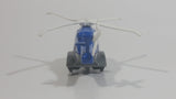 2015 Matchbox Jurassic World Sky Busters Mission Force Mission Chopper Helicopter Isla Nublar Blue Grey and White Die Cast Toy Aircraft Vehicle