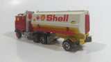 Vintage Majorette Shell Oil Fuel Tanker Trailer and Semi Tractor Truck Yellow , Red White Die Cast Toy Car Vehicle