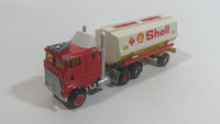 Vintage Majorette Shell Oil Fuel Tanker Trailer and Semi Tractor Truck Yellow , Red White Die Cast Toy Car Vehicle